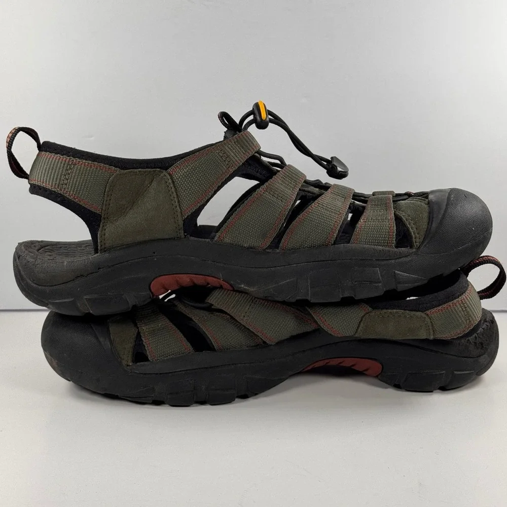 Keen Newport H2 Mens Hiking Sandals Olive Green Black Red Size 11.5 Waterproof